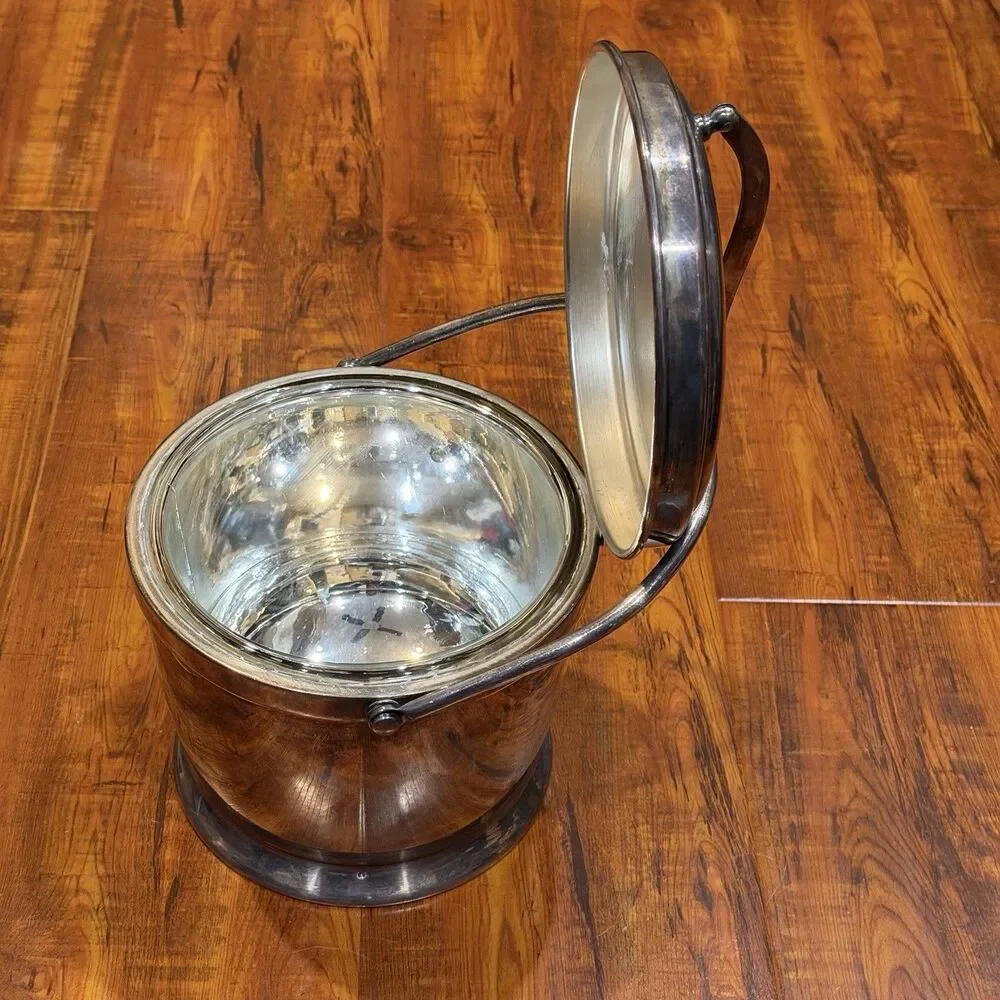 Vintage Bernard Rice's Sons Apollo E.P.C. Silver Plate 7103 Ice Bucket w/ Tongs